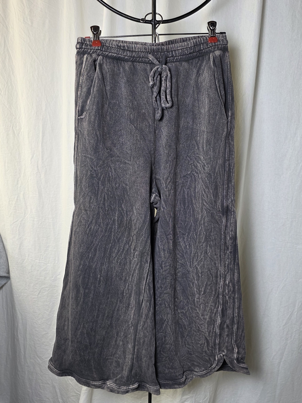 Three Bird Nest Lounge Pants Wide Leg Cropped Grey Small